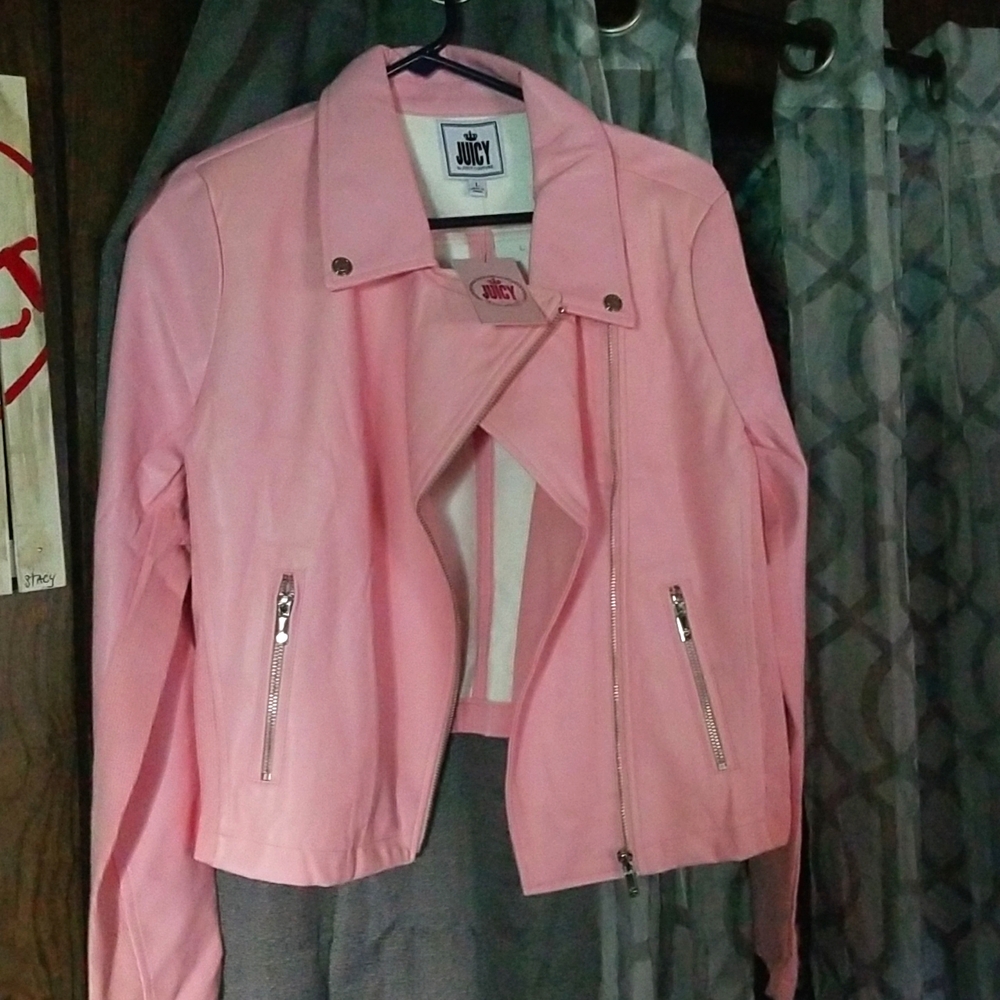 Juicy Couture Baby Pink Faux Leather Jacket